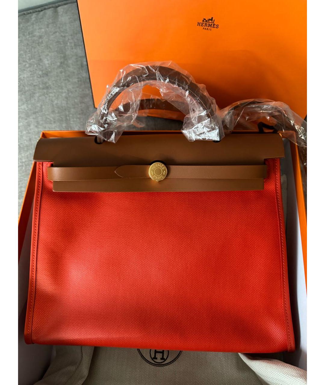 HERMES PRE-OWNED Оранжевая сумка с короткими ручками, фото 5