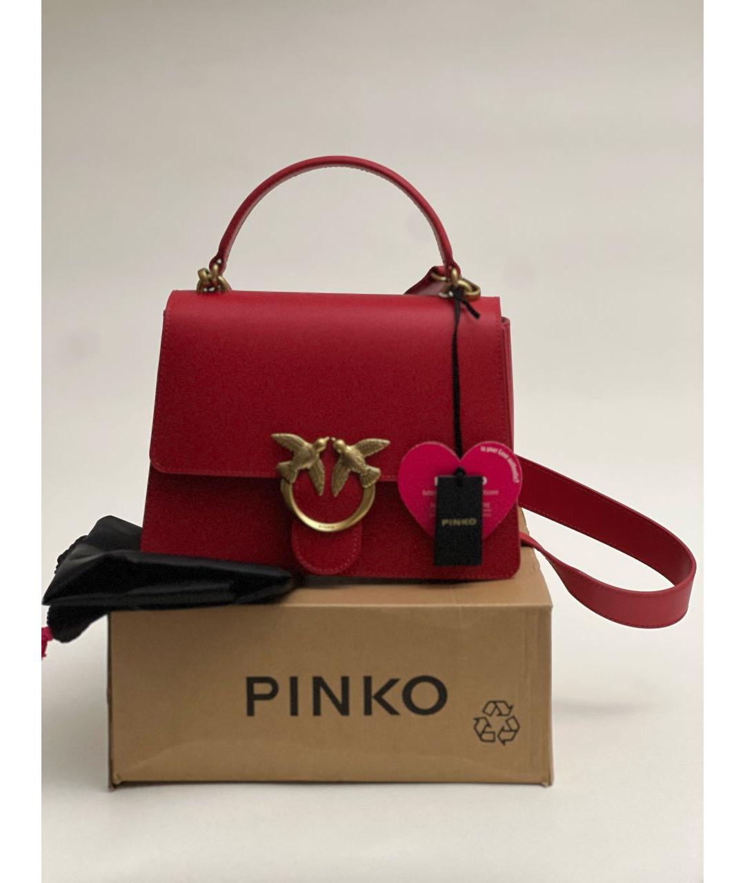 PINKO Красная кожаная сумка через плечо, фото 5