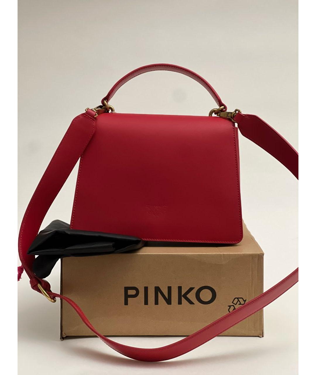 PINKO Красная кожаная сумка через плечо, фото 3