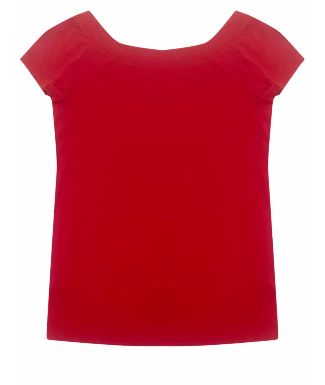 RALPH LAUREN Красная хлопко-эластановая футболка, фото 1