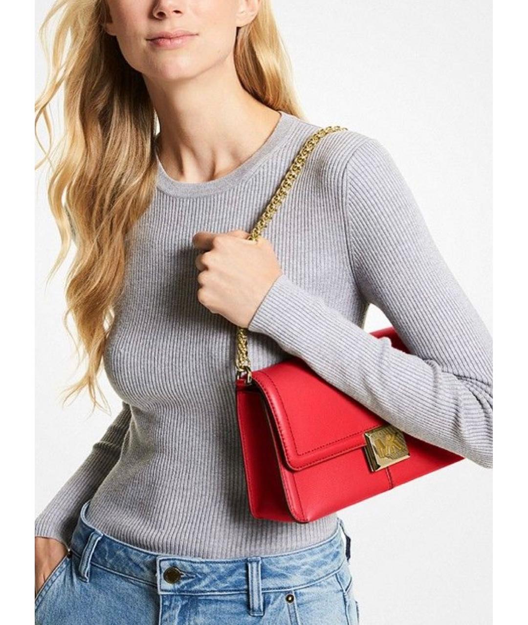 MICHAEL KORS Красная кожаная сумка через плечо, фото 5