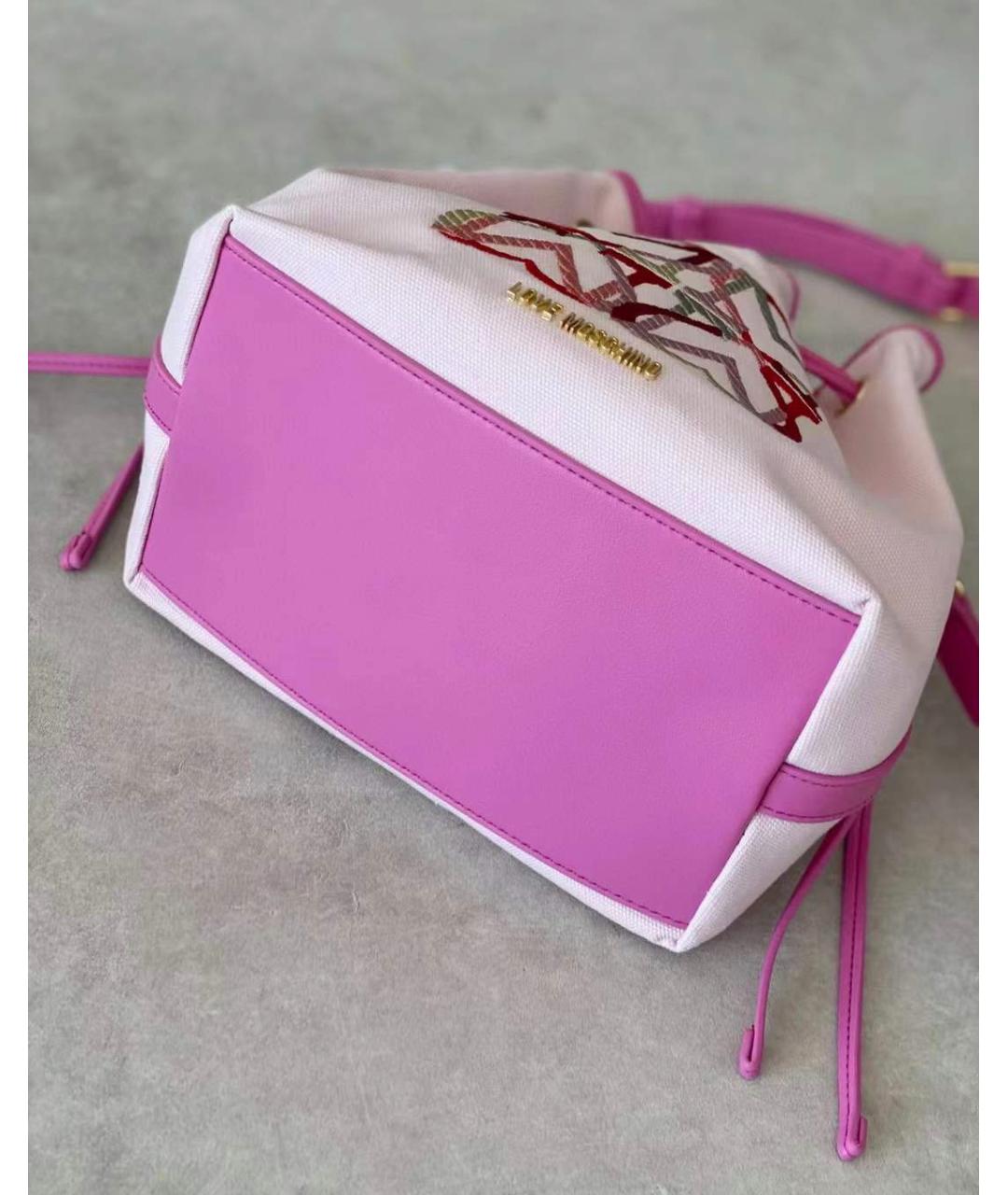 LOVE MOSCHINO Розовая тканевая сумка через плечо, фото 9