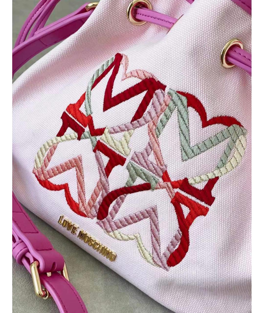 LOVE MOSCHINO Розовая тканевая сумка через плечо, фото 7