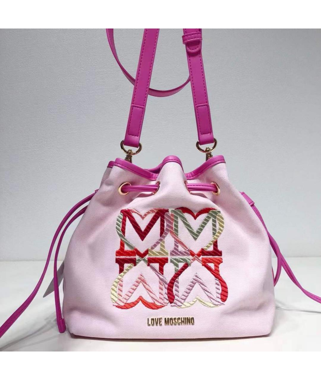 LOVE MOSCHINO Розовая тканевая сумка через плечо, фото 10