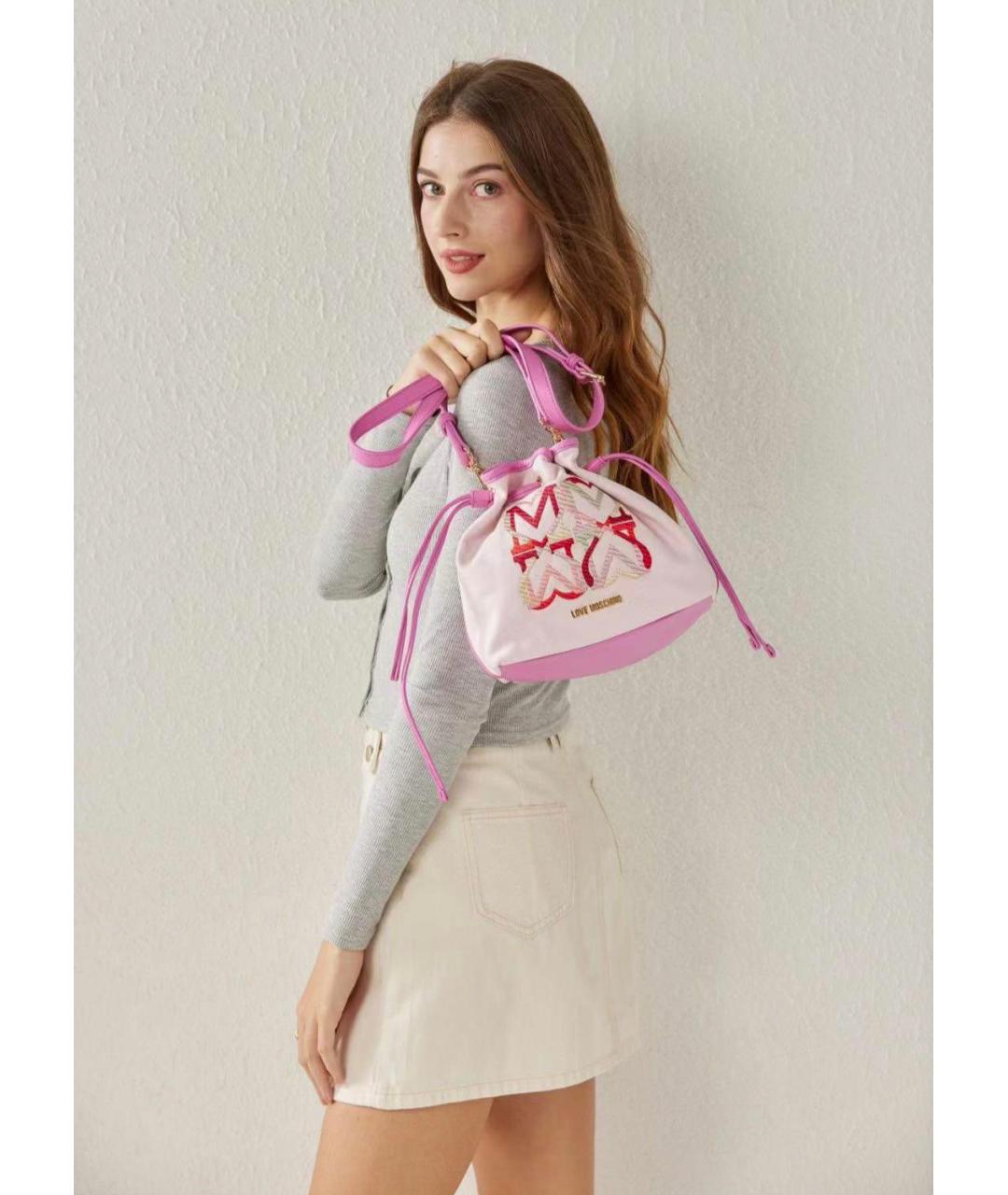 LOVE MOSCHINO Розовая тканевая сумка через плечо, фото 5