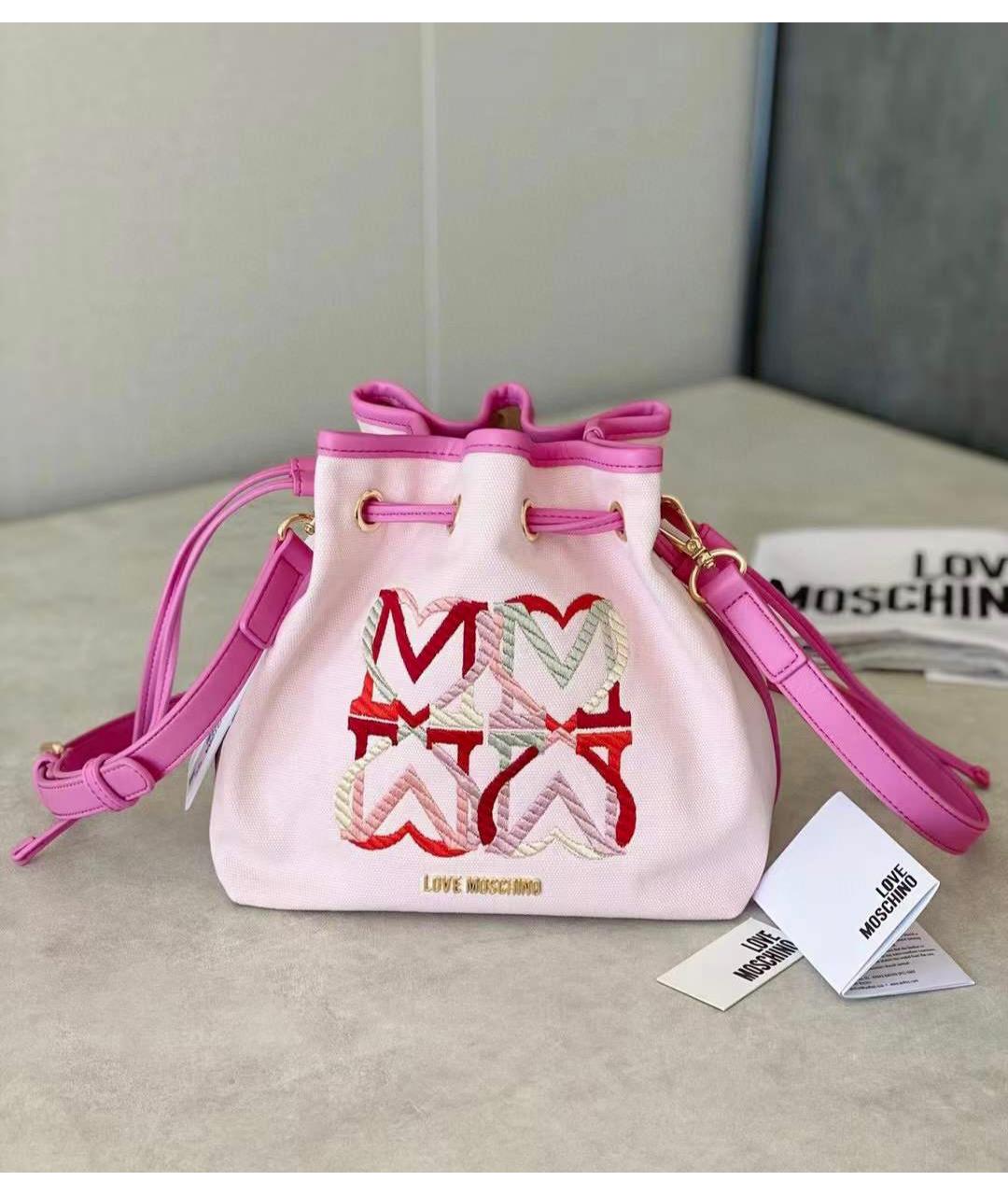LOVE MOSCHINO Розовая тканевая сумка через плечо, фото 2