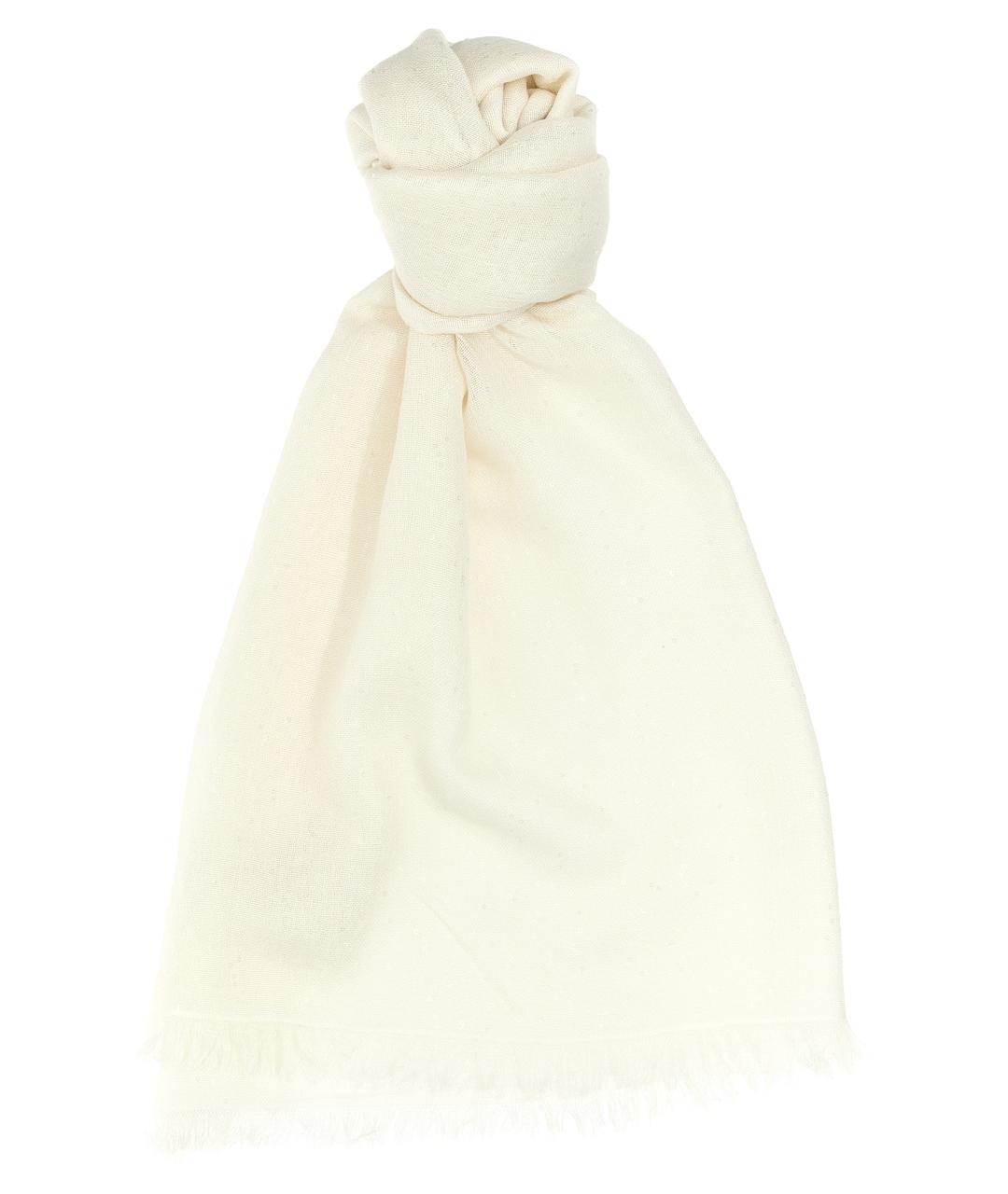 BRUNELLO CUCINELLI Белый кашемировый шарф, фото 1