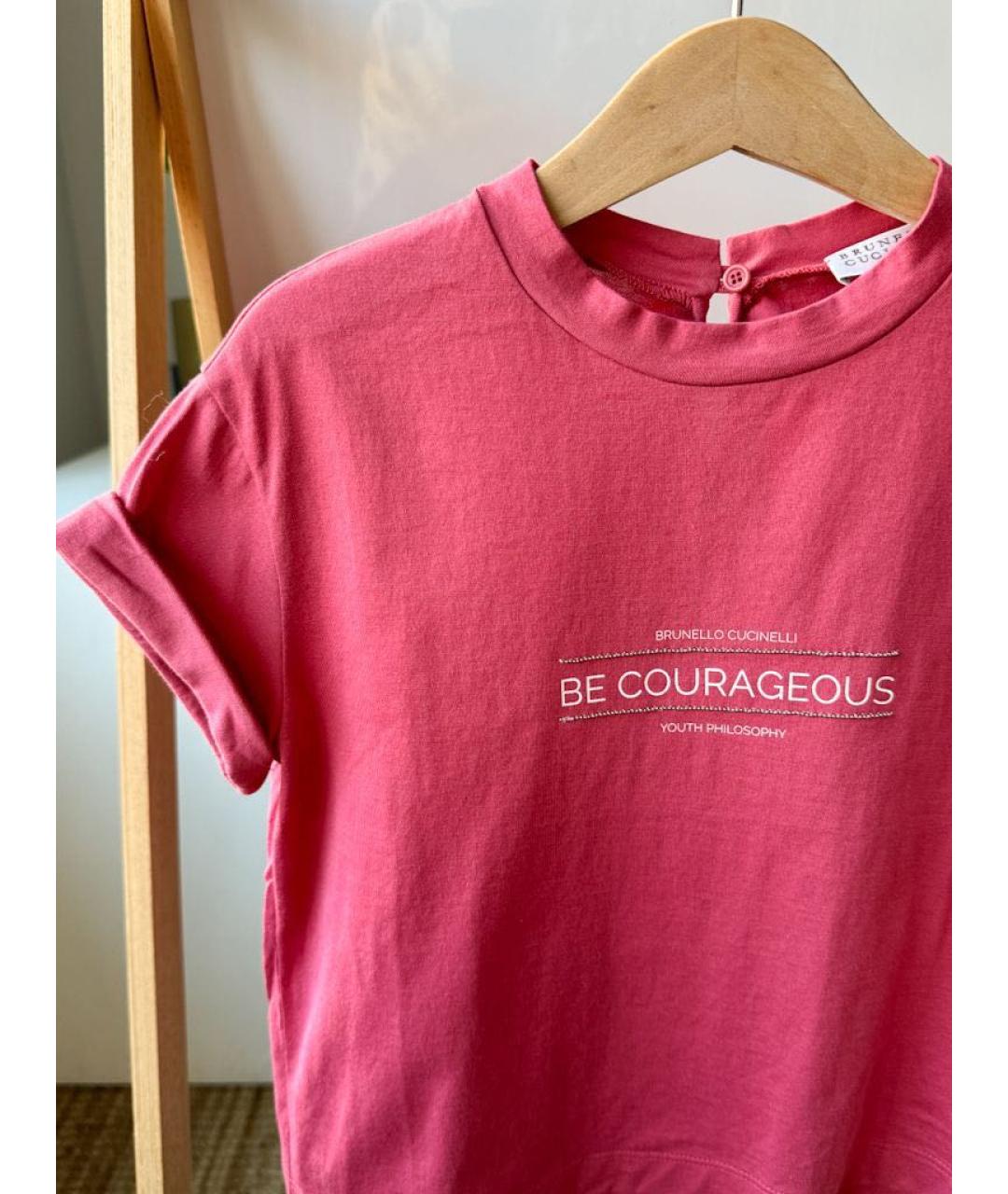 BRUNELLO CUCINELLI Розовый хлопковый детская футболка / топ, фото 2