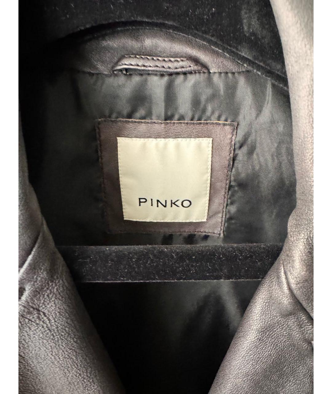 PINKO Черный кожаный жилет, фото 2