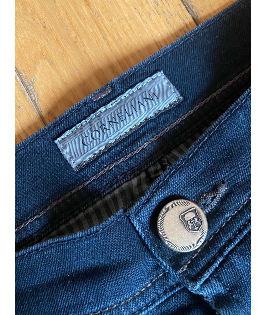 CORNELIANI Темно-синие хлопко-эластановые джинсы скинни, фото 3