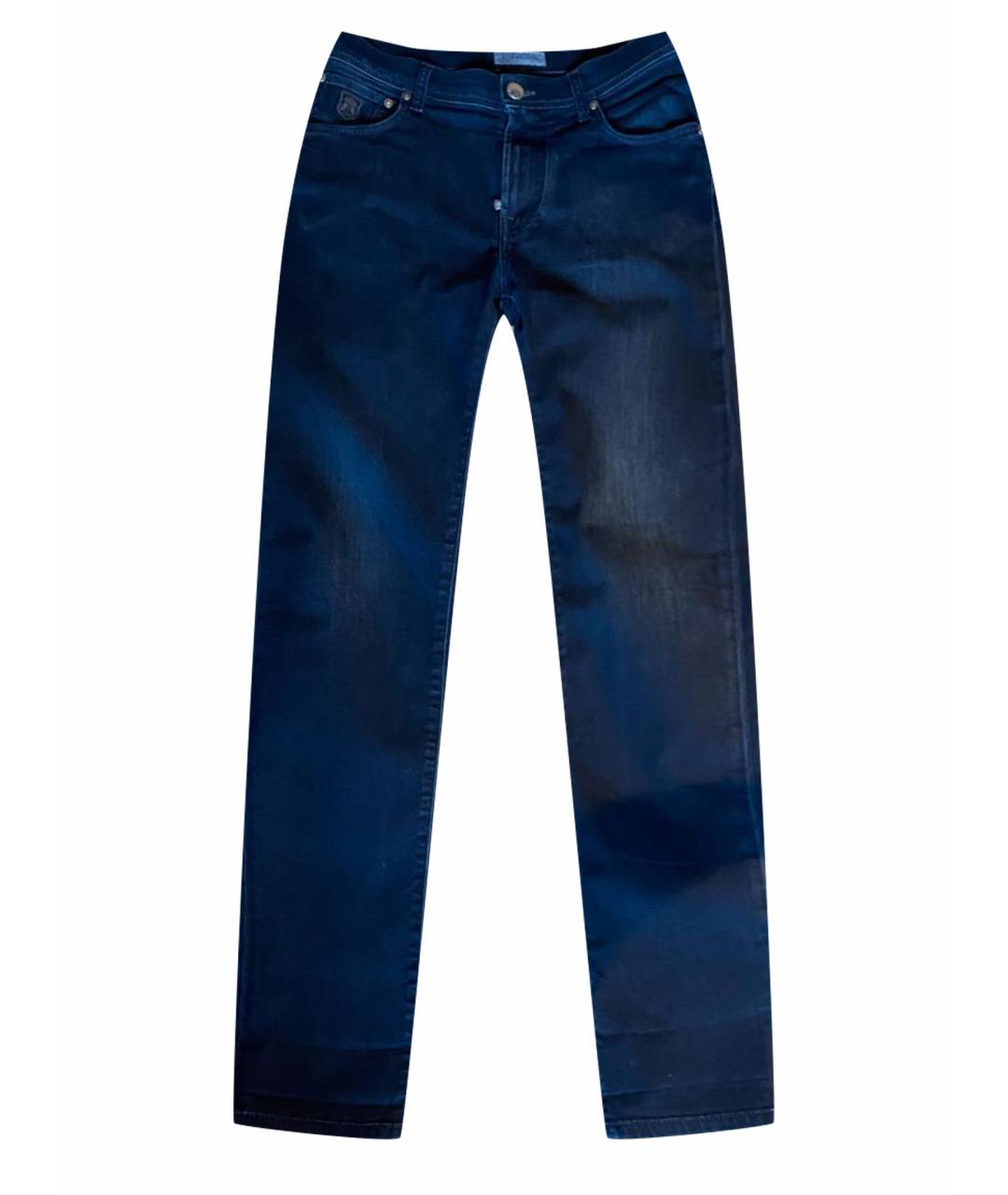CORNELIANI Темно-синие хлопко-эластановые джинсы скинни, фото 1