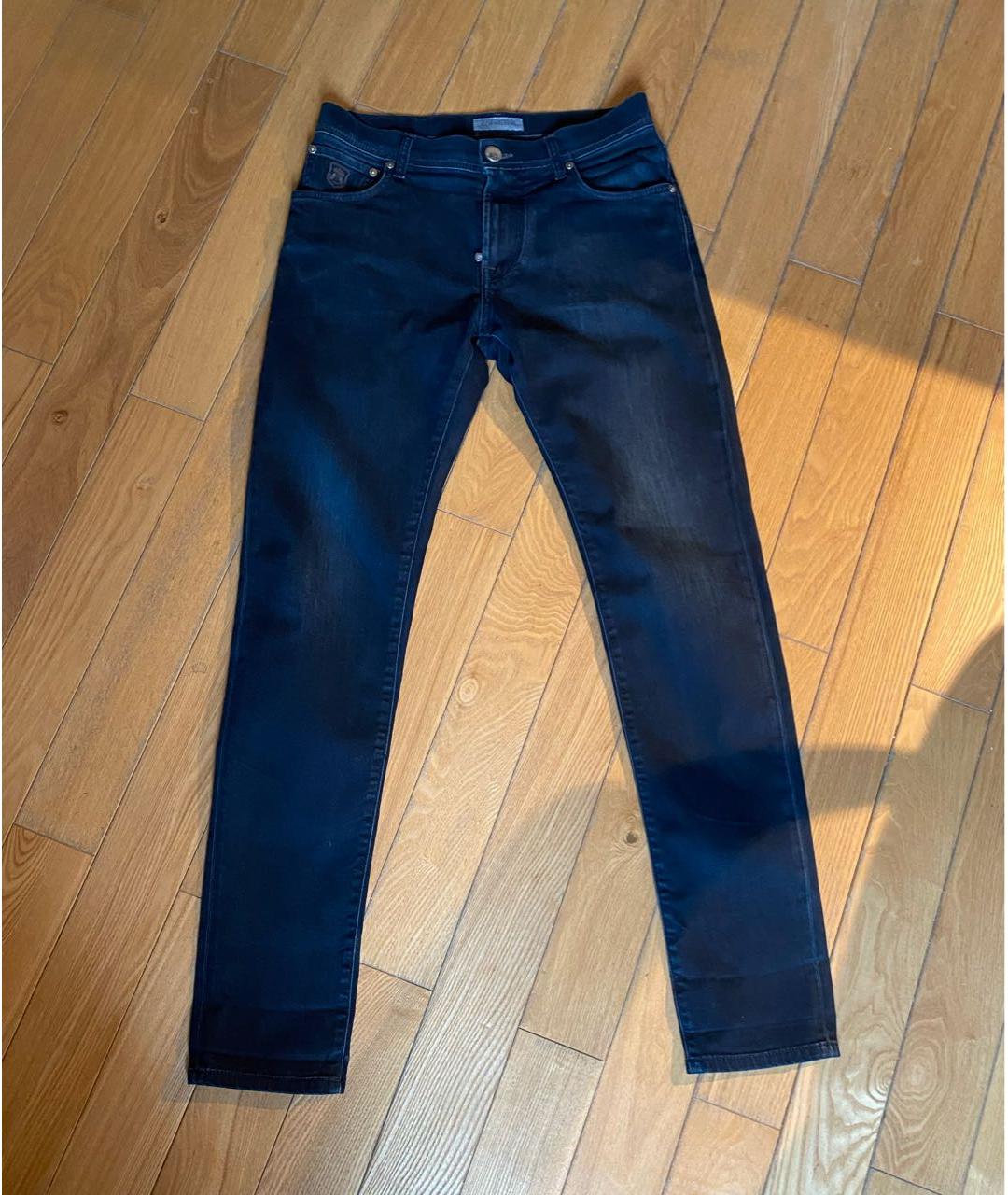CORNELIANI Темно-синие хлопко-эластановые джинсы скинни, фото 6