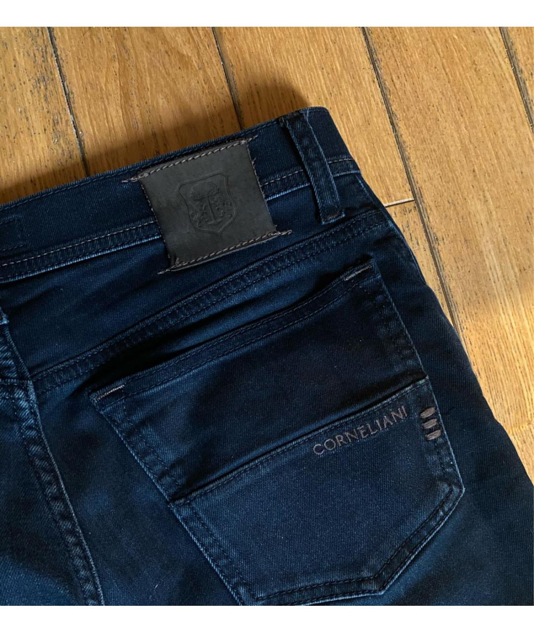 CORNELIANI Темно-синие хлопко-эластановые джинсы скинни, фото 4