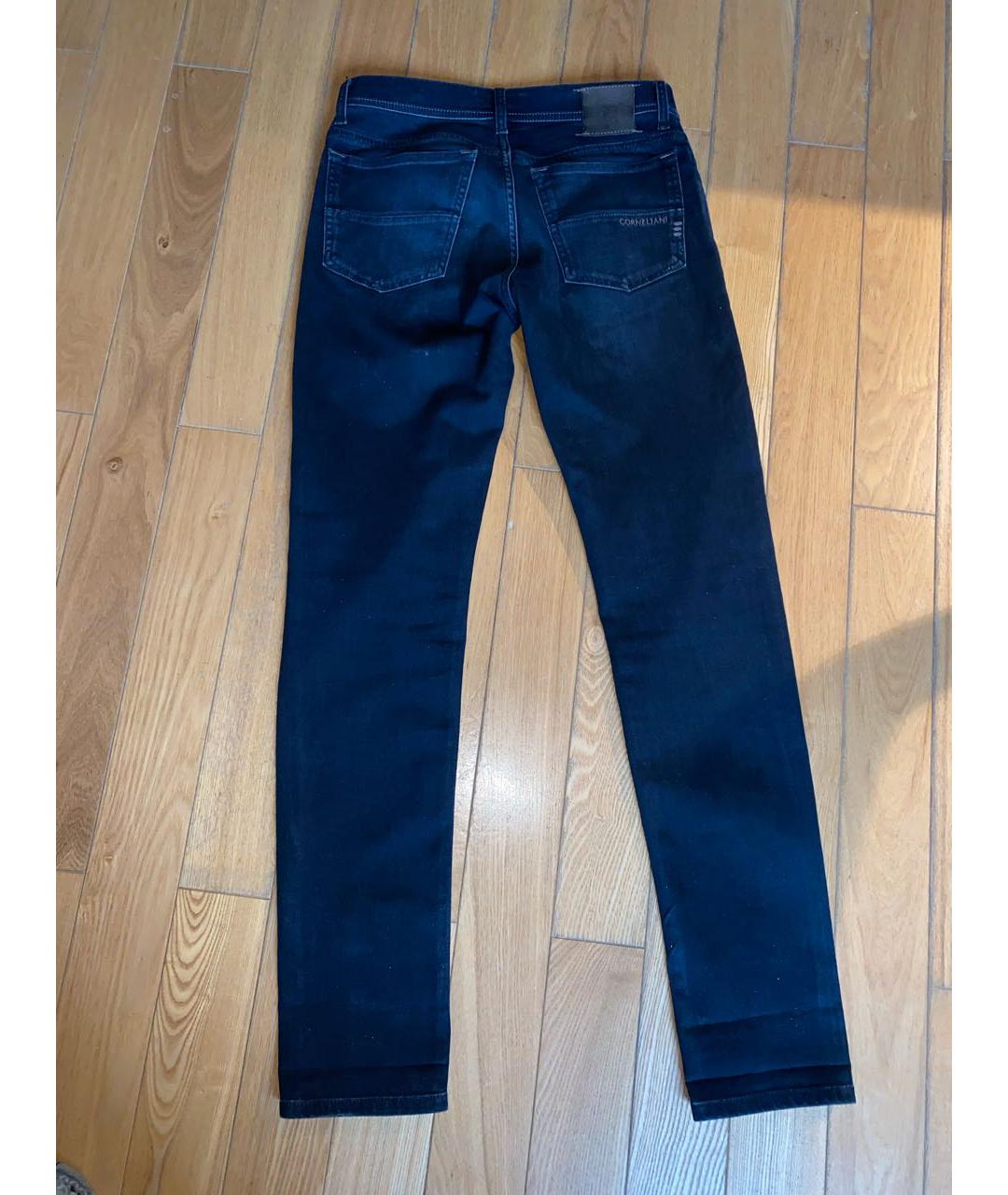 CORNELIANI Темно-синие хлопко-эластановые джинсы скинни, фото 2
