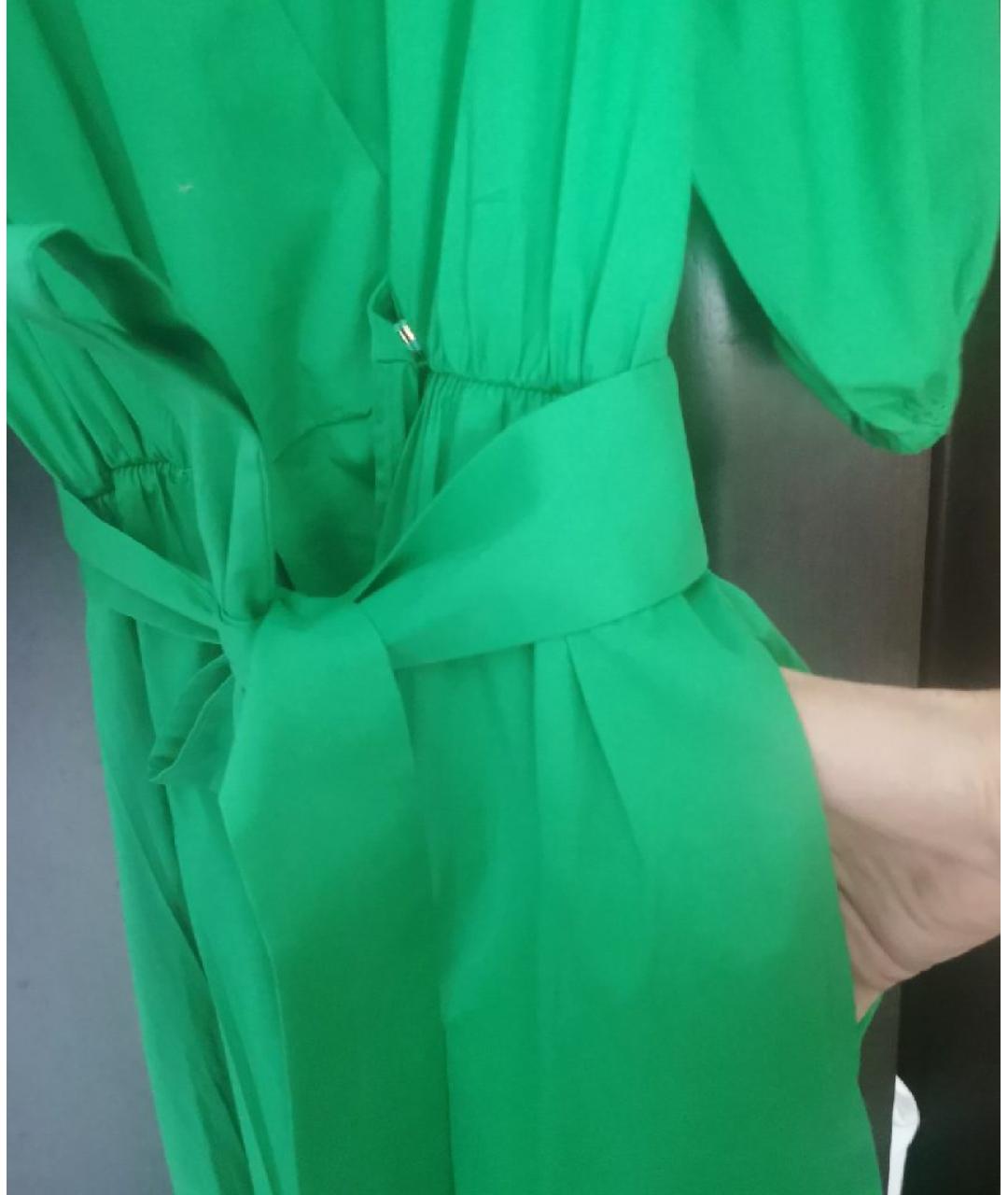 ANGELO MARANI Зеленые хлопко-эластановое платье, фото 6