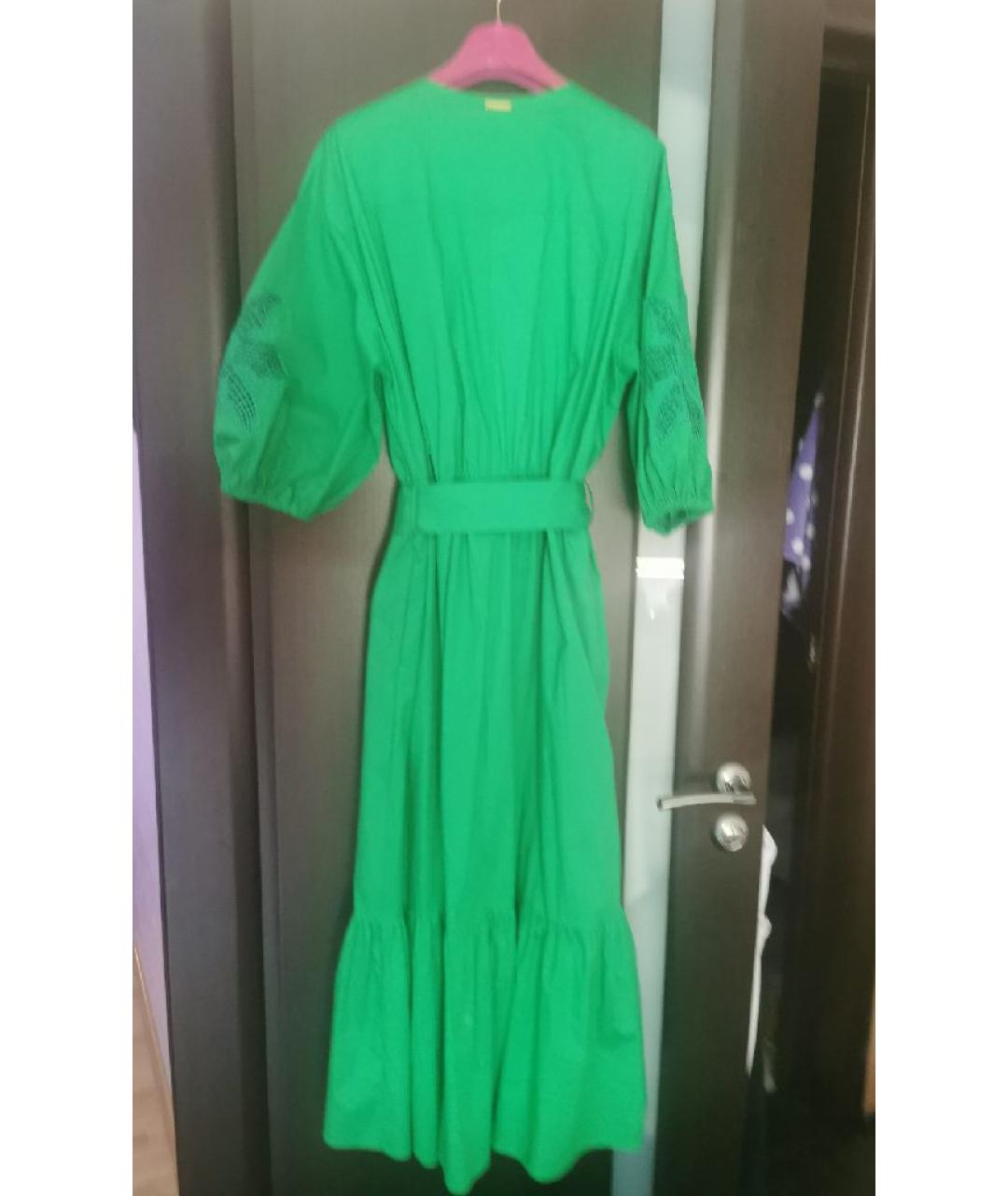 ANGELO MARANI Зеленые хлопко-эластановое платье, фото 2