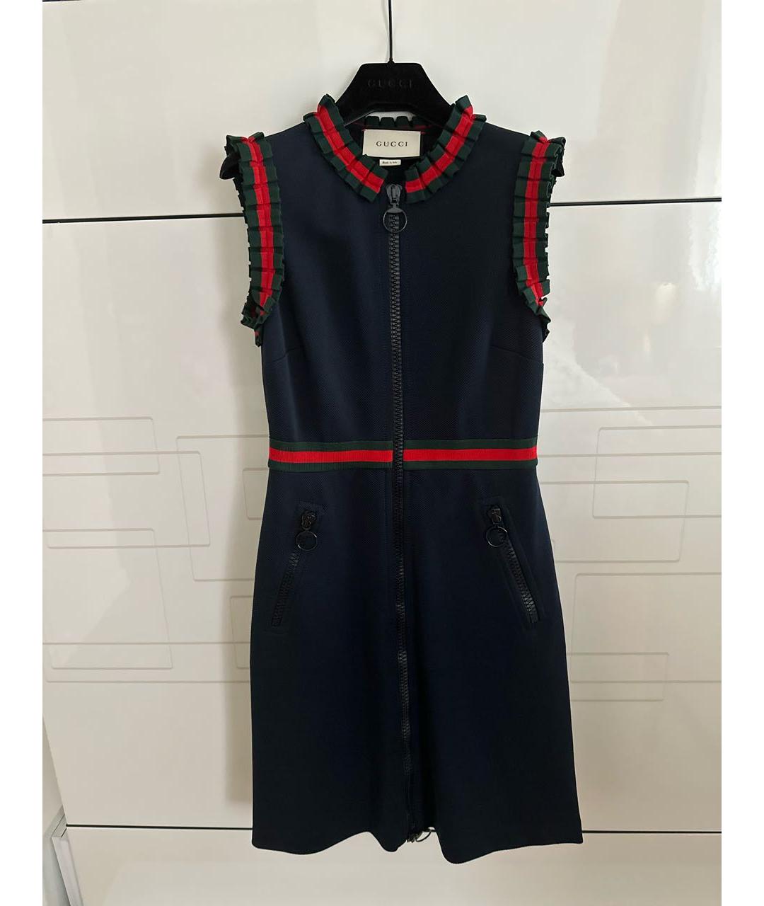 GUCCI Темно-синее полиамидовое повседневное платье, фото 5