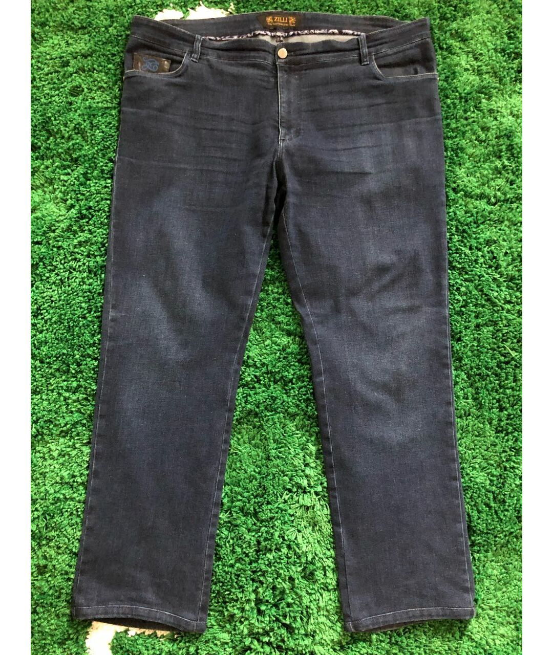 ZILLI Темно-синие хлопко-полиэстеровые прямые джинсы, фото 9