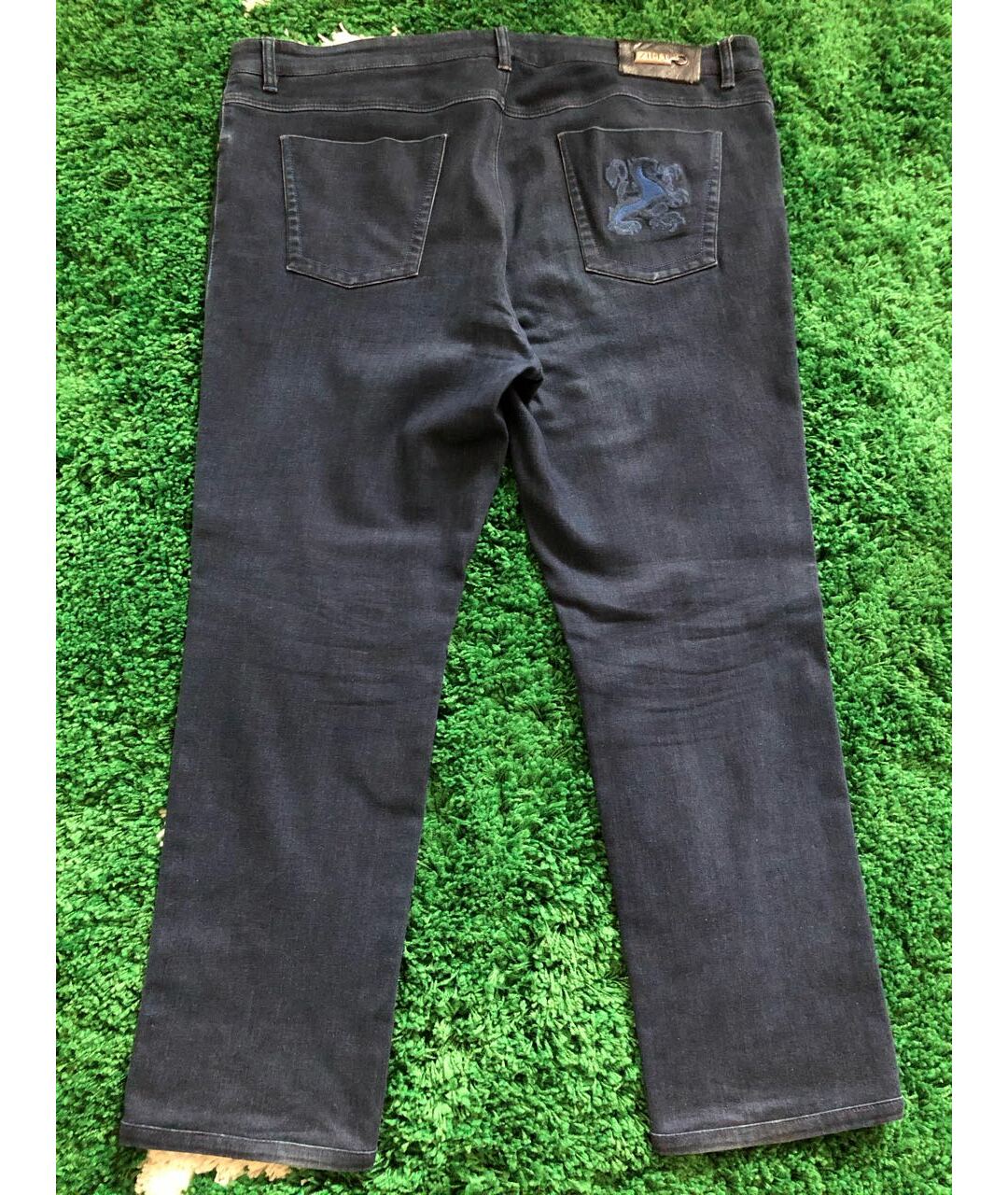 ZILLI Темно-синие хлопко-полиэстеровые прямые джинсы, фото 2