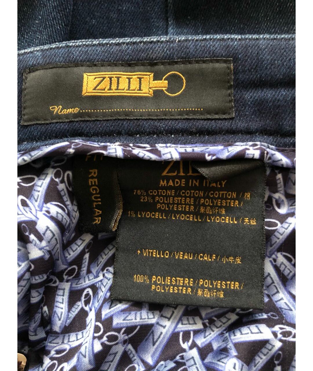 ZILLI Темно-синие хлопко-полиэстеровые прямые джинсы, фото 5