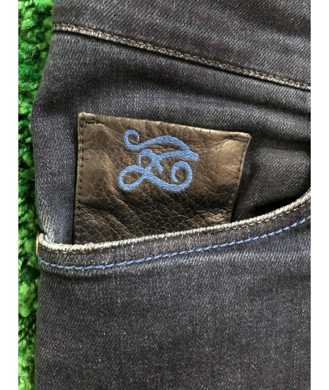 ZILLI Темно-синие хлопко-полиэстеровые прямые джинсы, фото 3