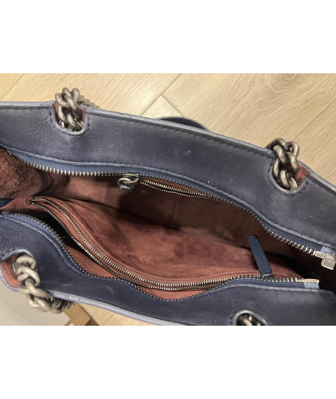 CHANEL PRE-OWNED Темно-синяя кожаная сумка тоут, фото 4