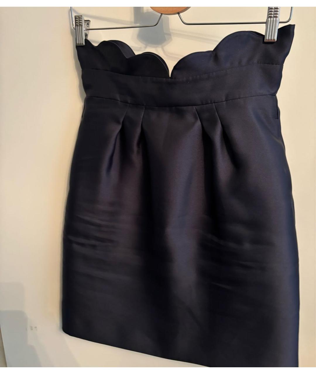 MAX&CO Темно-синяя полиэстеровая юбка мини, фото 5