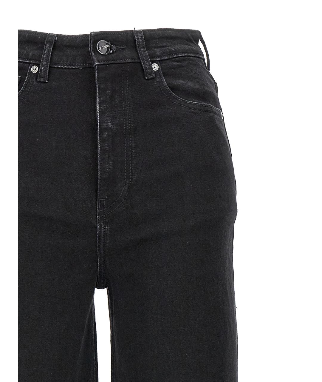GANNI Черные хлопковые джинсы клеш, фото 3