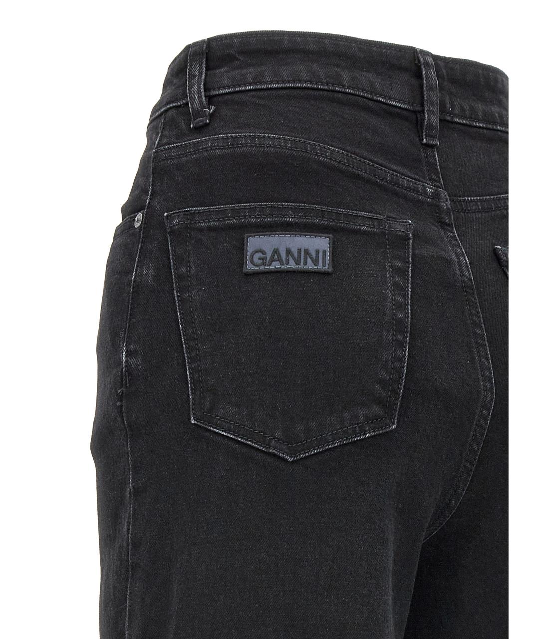 GANNI Черные хлопковые джинсы клеш, фото 4