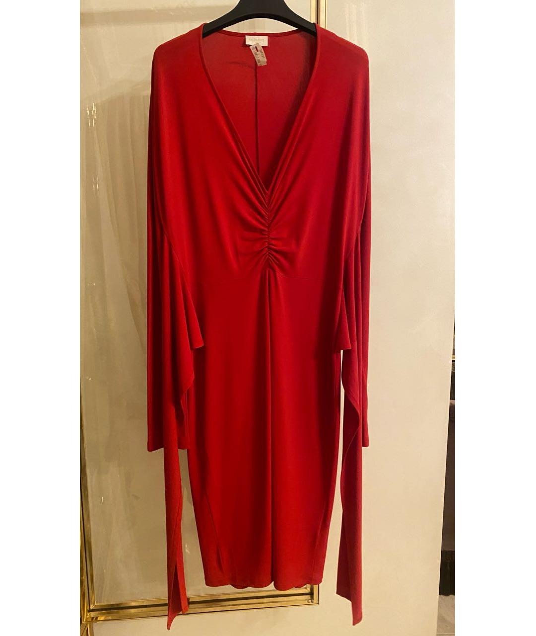 VALENTINO Красное шелковое коктейльное платье, фото 5