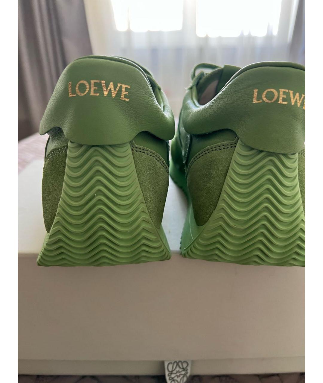 LOEWE Зеленые кожаные кроссовки, фото 4