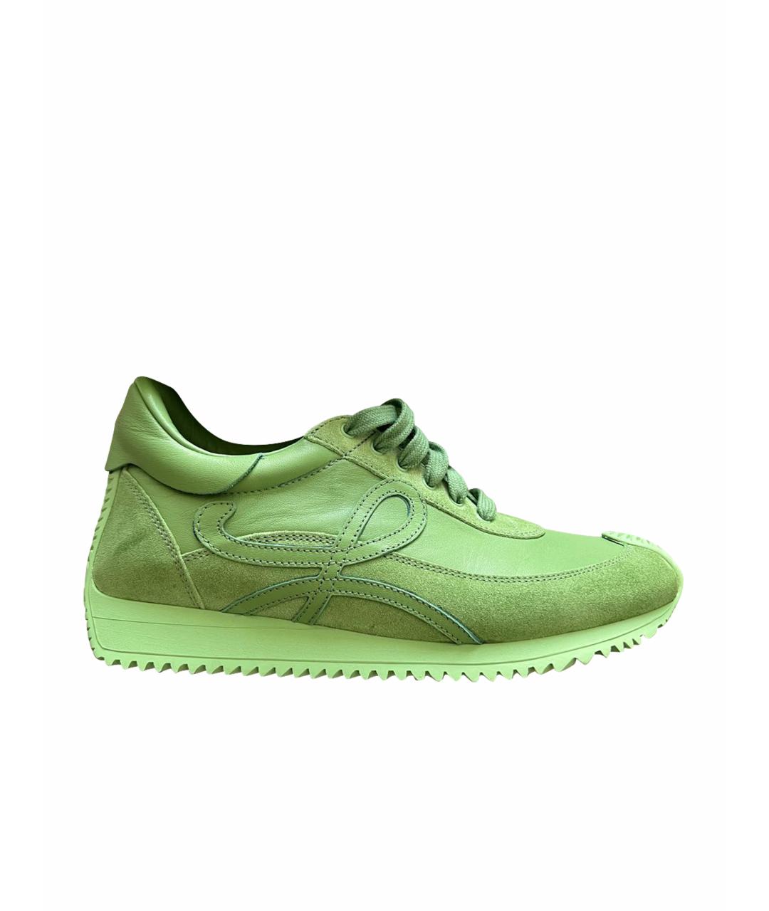 LOEWE Зеленые кожаные кроссовки, фото 1