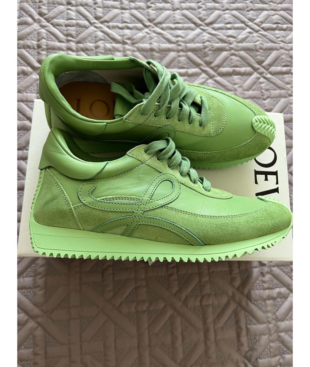 LOEWE Зеленые кожаные кроссовки, фото 7