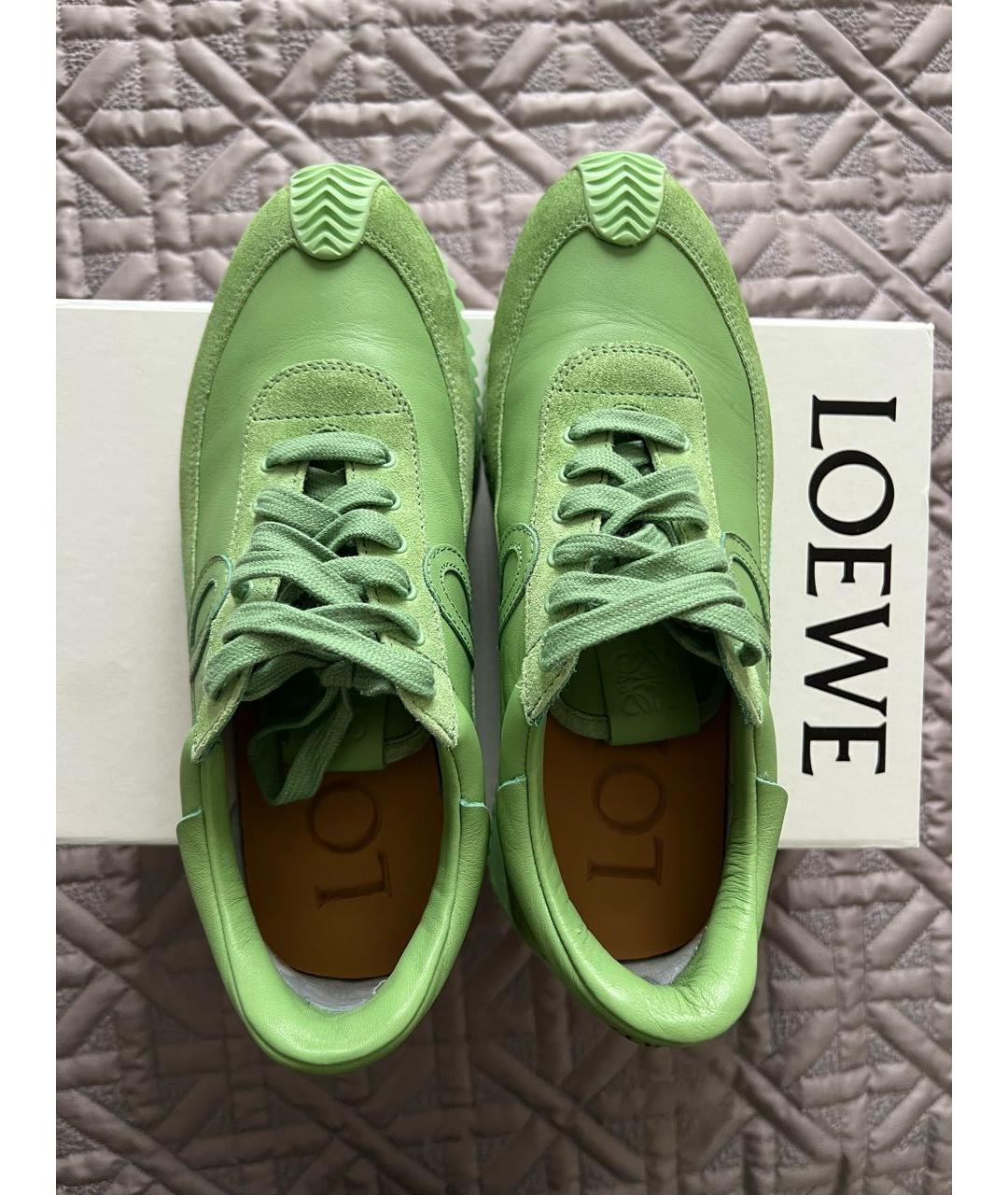 LOEWE Зеленые кожаные кроссовки, фото 3