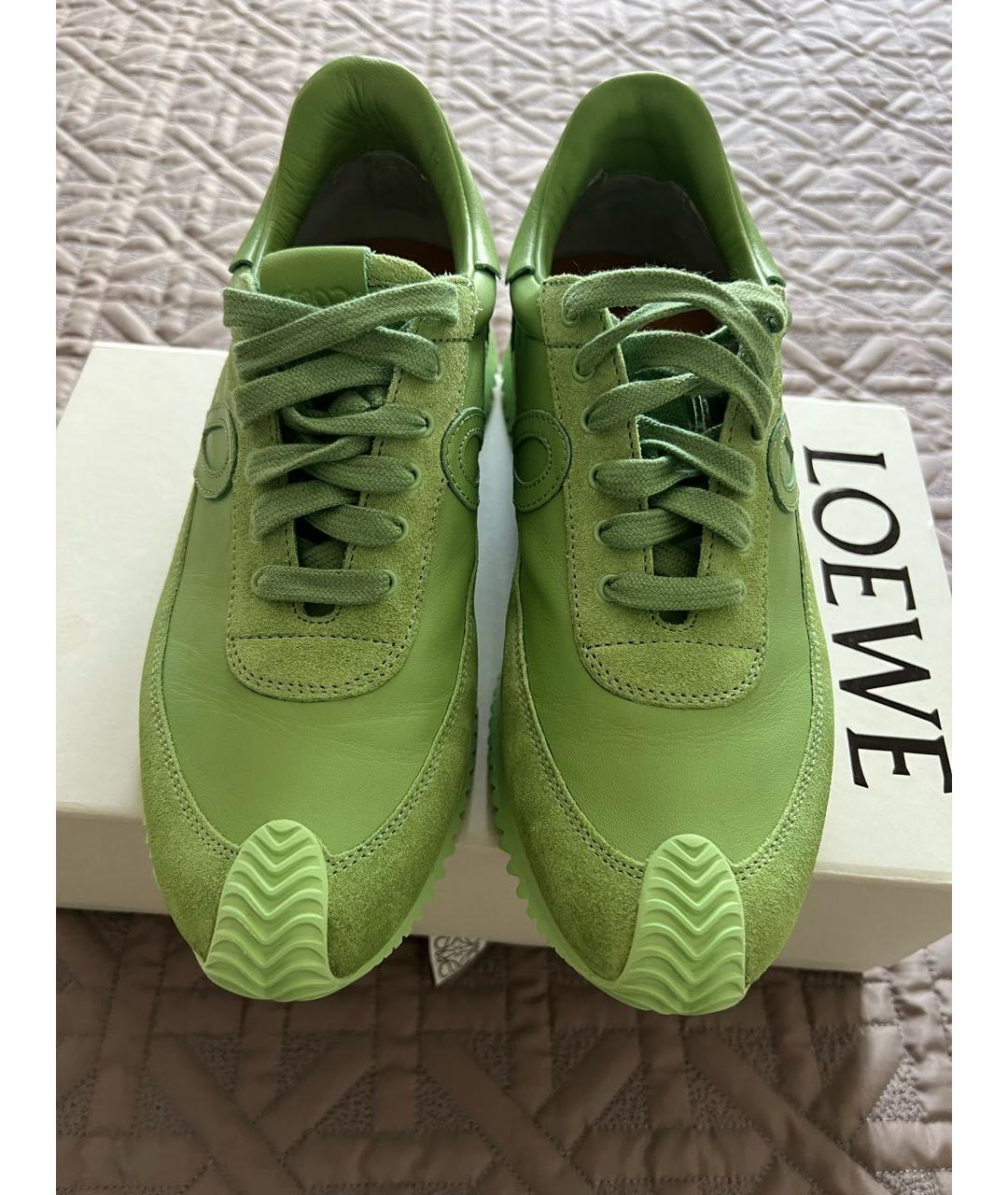 LOEWE Зеленые кожаные кроссовки, фото 2