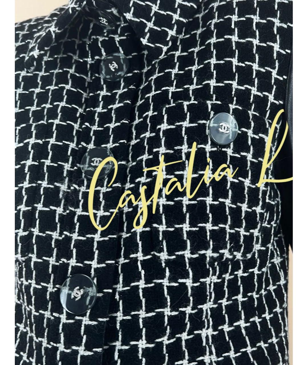 CHANEL PRE-OWNED Черный твидовый жакет/пиджак, фото 6