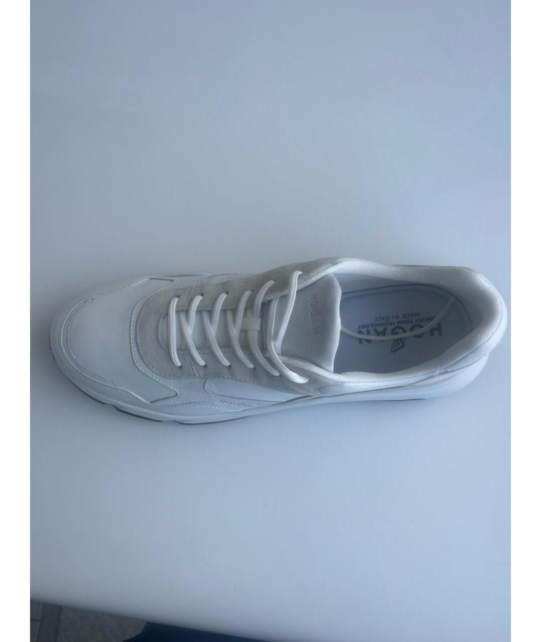 HOGAN Белые кожаные низкие кроссовки / кеды, фото 3