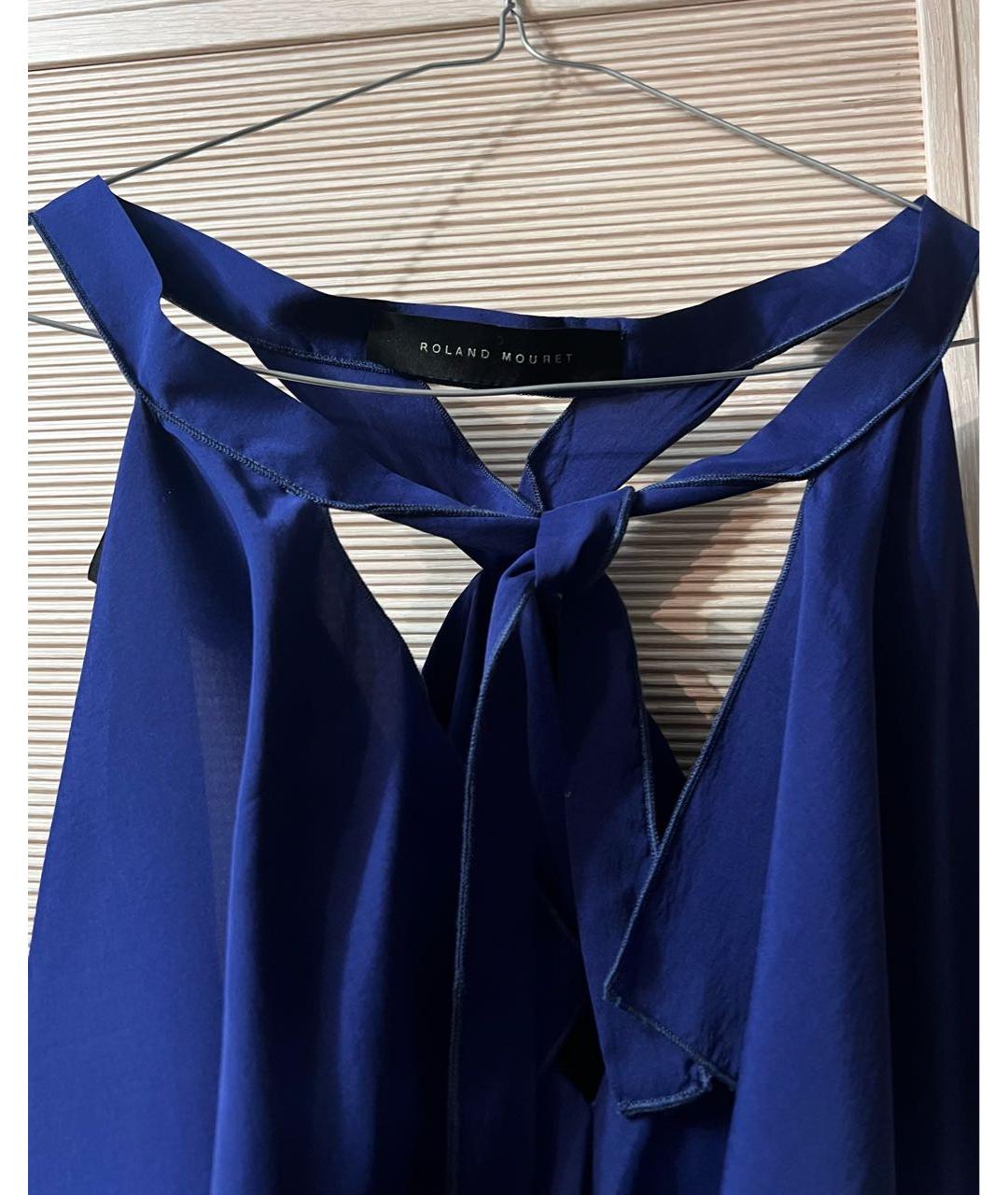 ROLAND MOURET Темно-синее шелковое платье, фото 3
