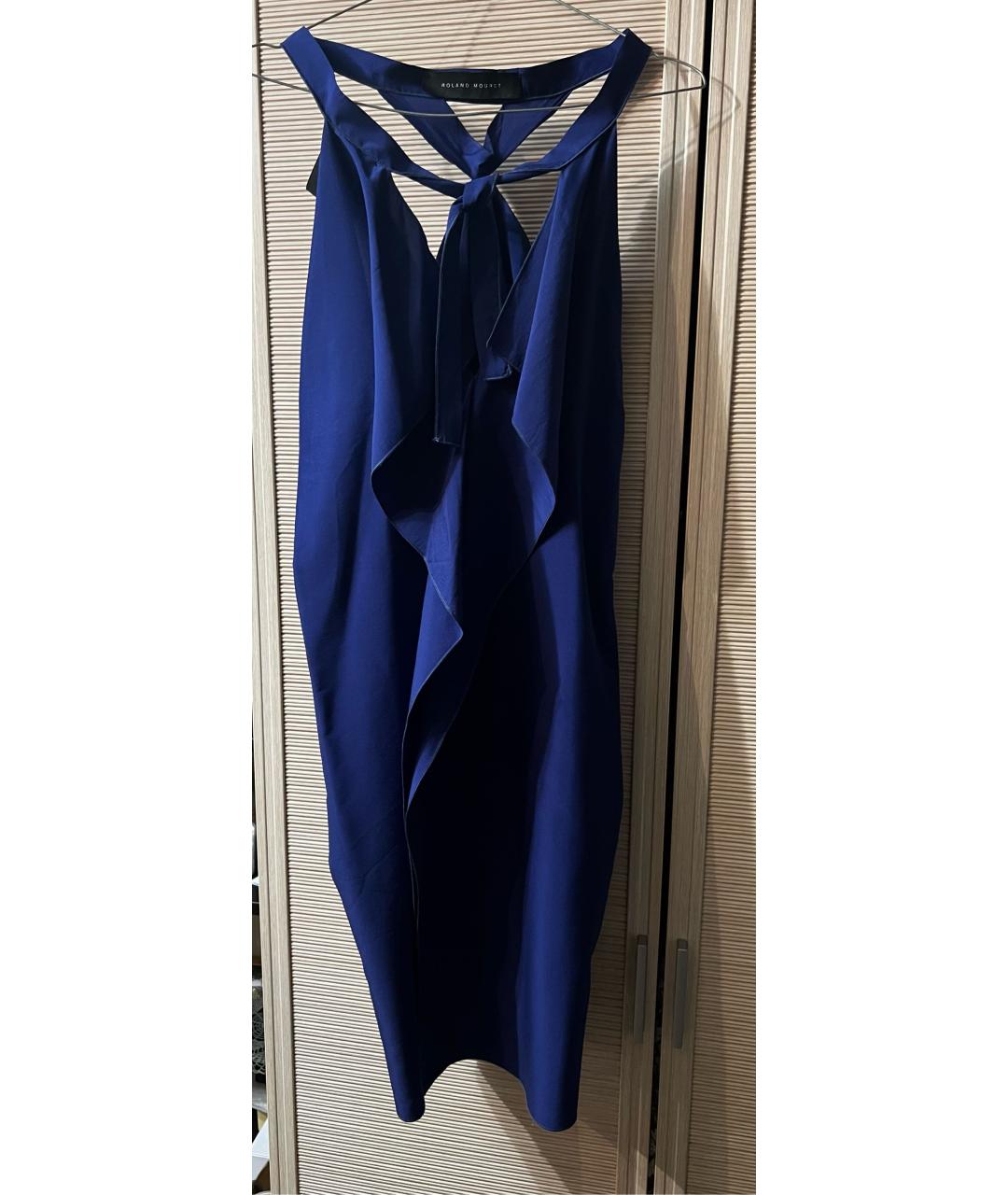 ROLAND MOURET Темно-синее шелковое платье, фото 8