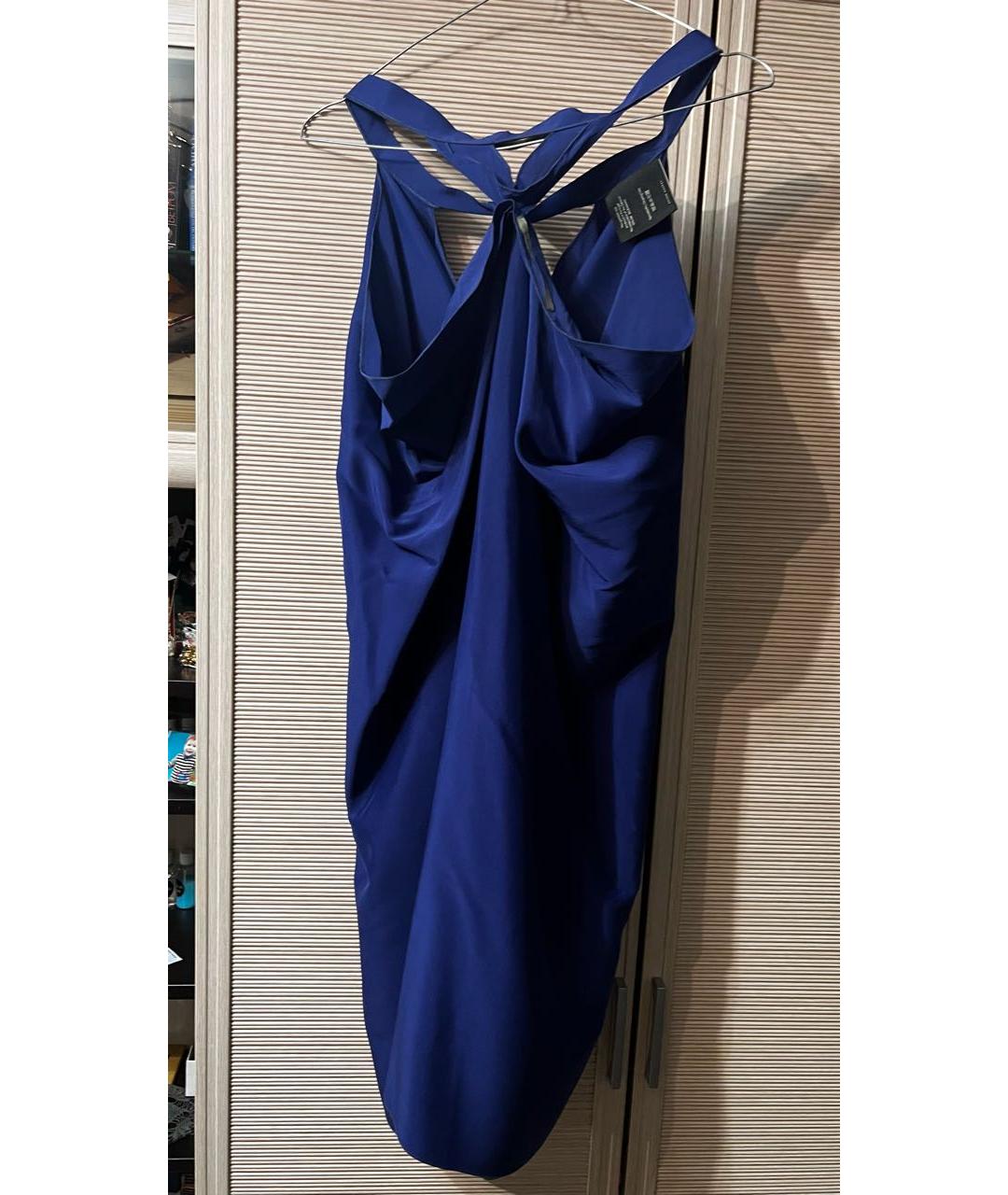 ROLAND MOURET Темно-синее шелковое платье, фото 2