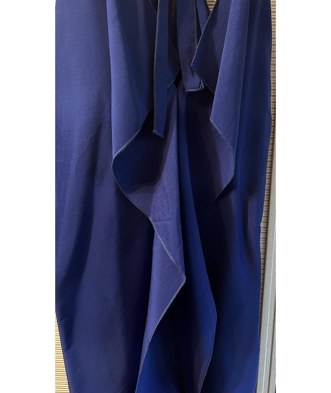 ROLAND MOURET Темно-синее шелковое платье, фото 4