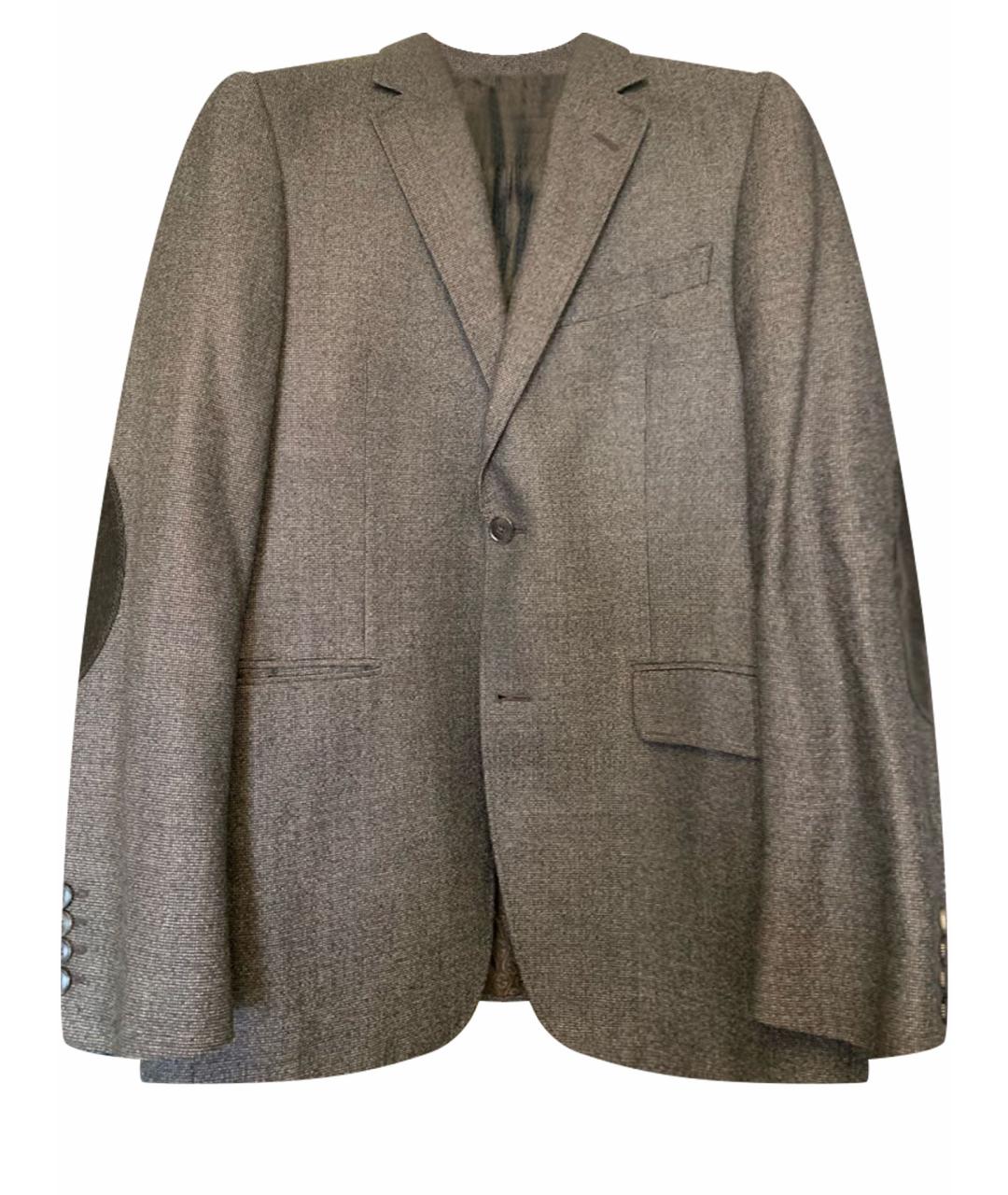GUCCI Коричневый шерстяной пиджак, фото 1