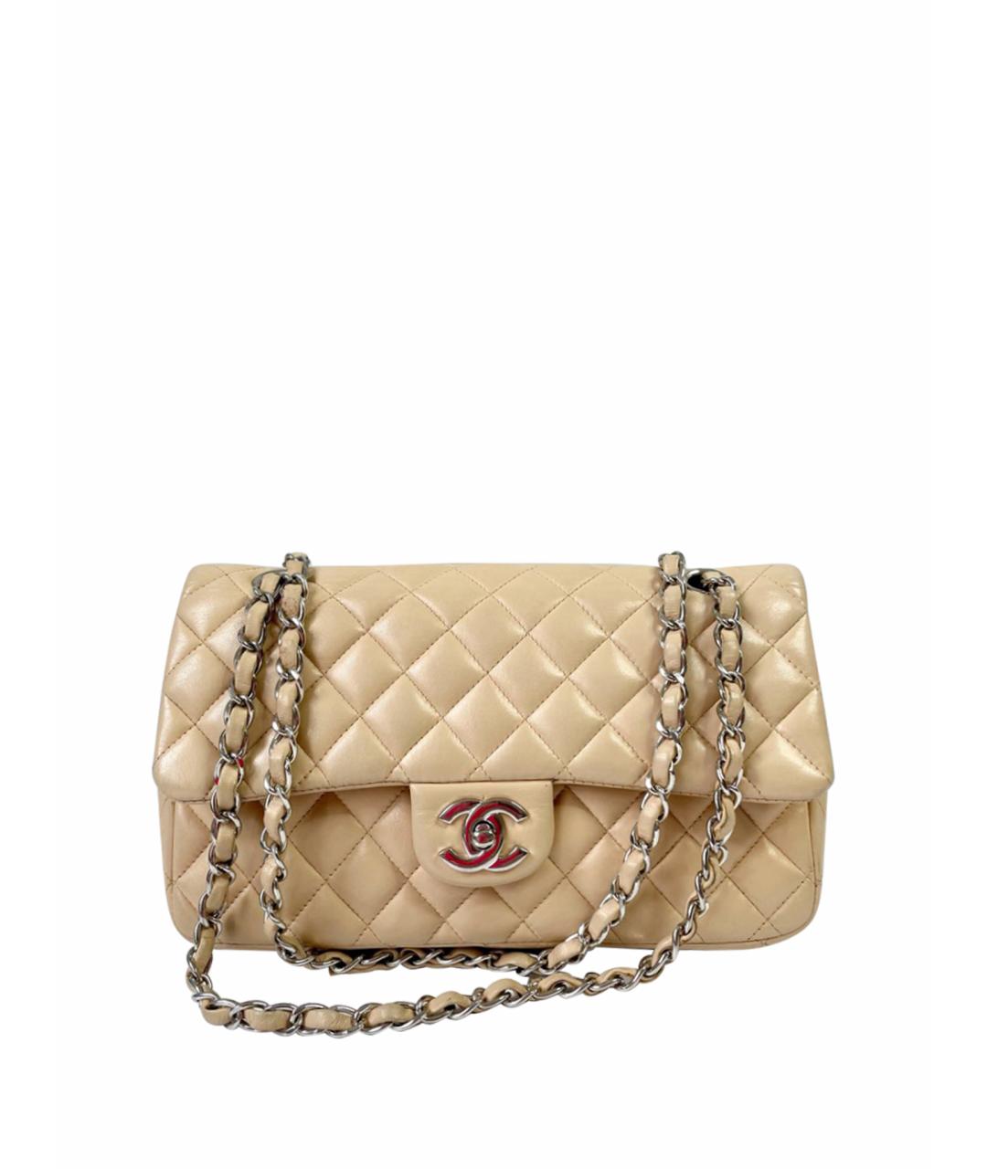 CHANEL PRE-OWNED Бежевая кожаная сумка через плечо, фото 1