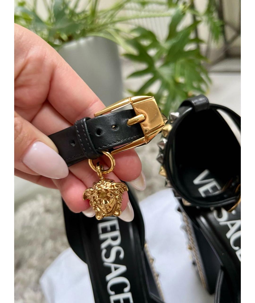 VERSACE Черные кожаные туфли, фото 8