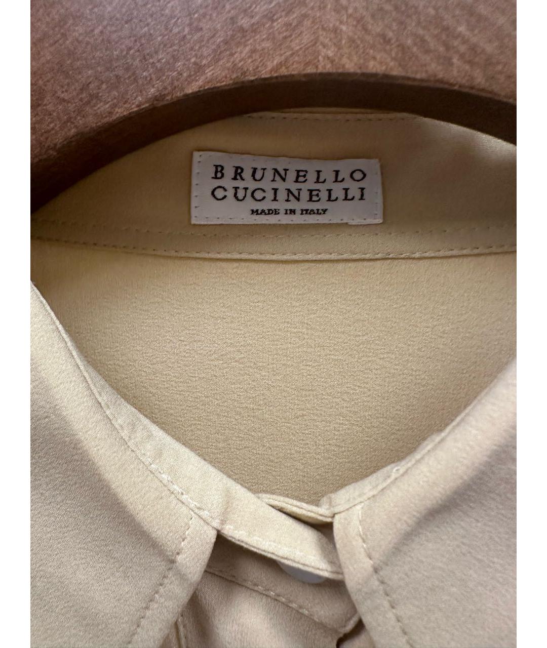 BRUNELLO CUCINELLI Золотая шелковая рубашка, фото 3