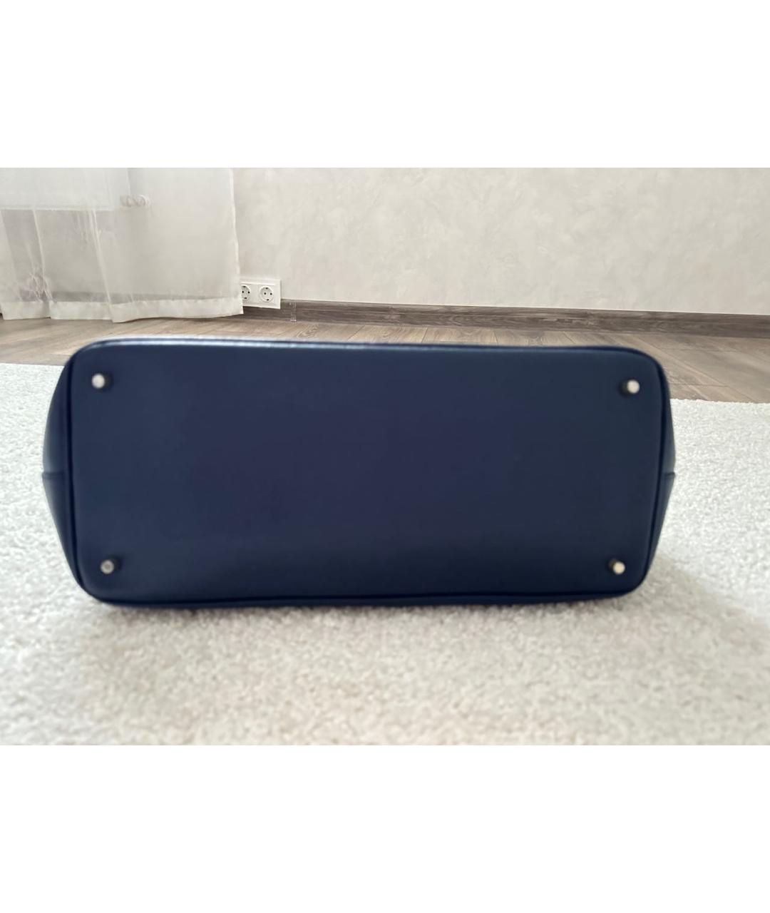 FURLA Темно-синяя кожаная сумка с короткими ручками, фото 5