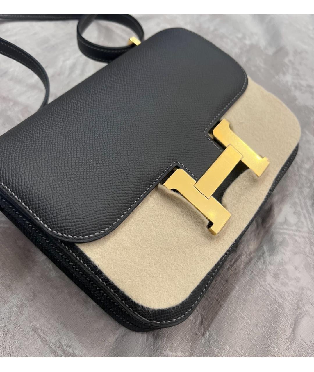 HERMES Черная кожаная сумка через плечо, фото 5