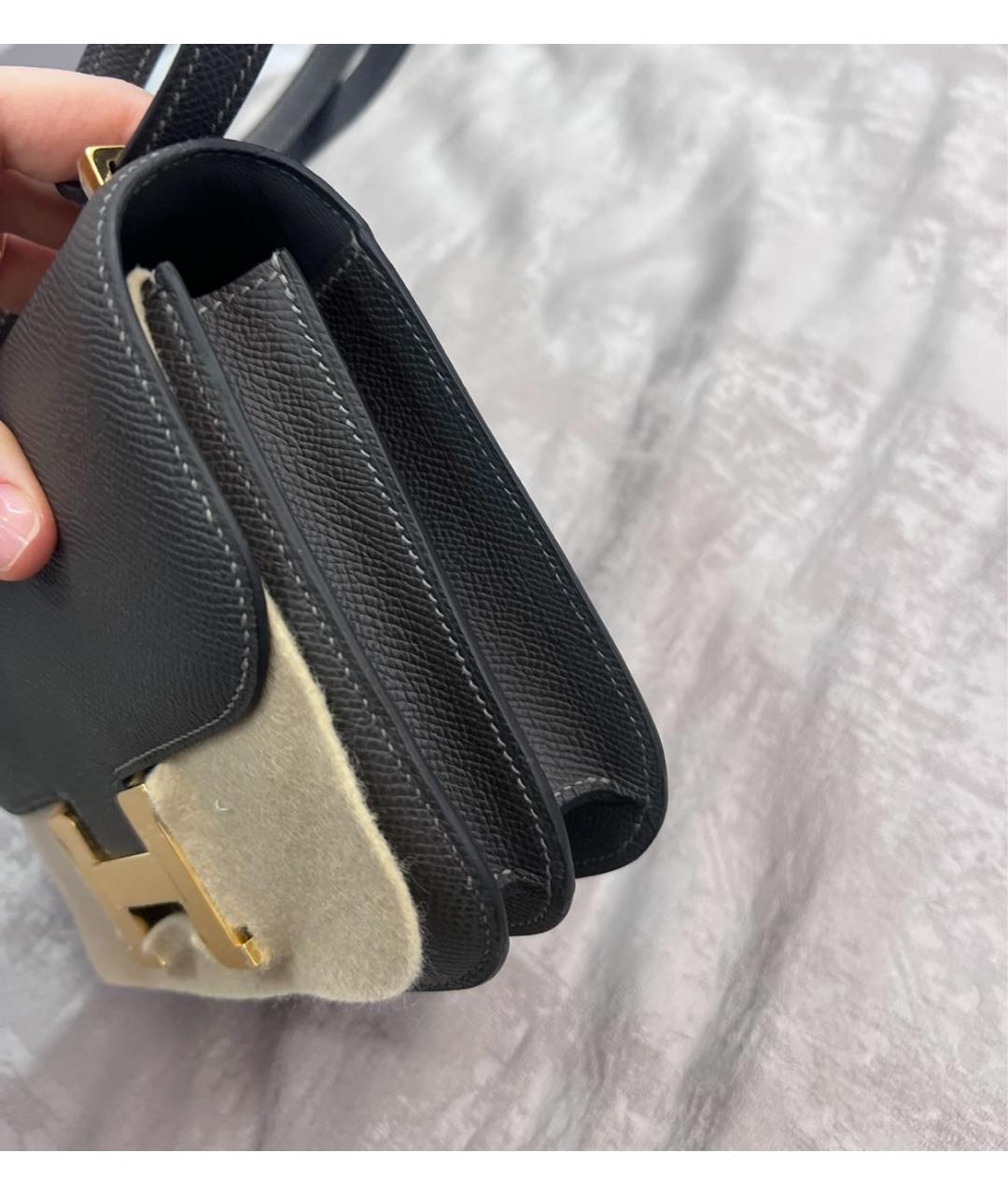 HERMES Черная кожаная сумка через плечо, фото 3