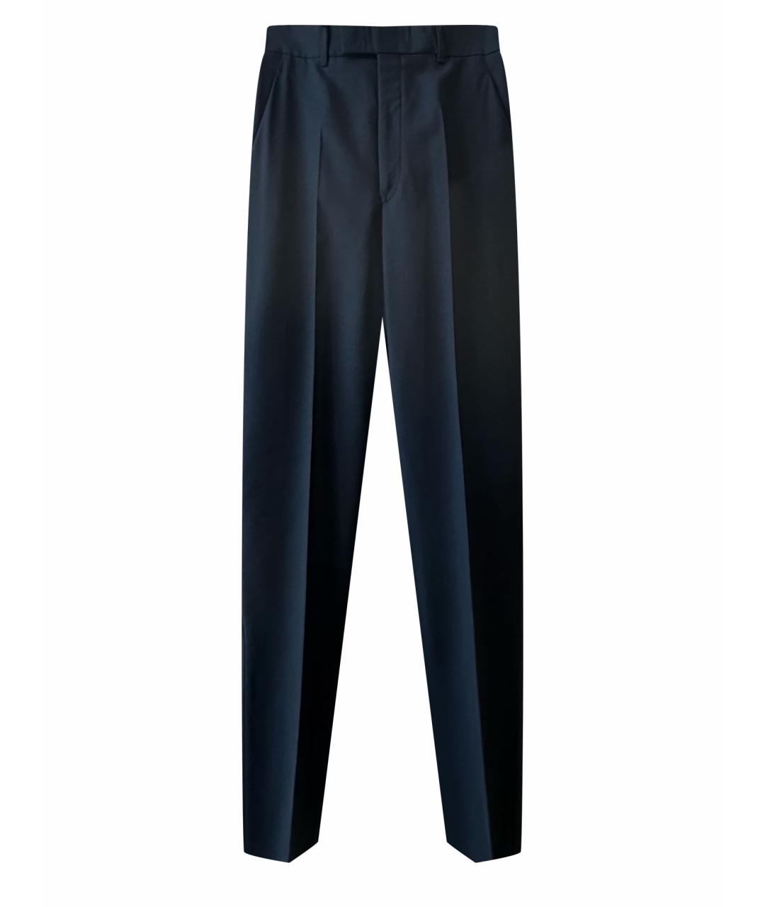 GUCCI Темно-синие шерстяные прямые брюки, фото 1