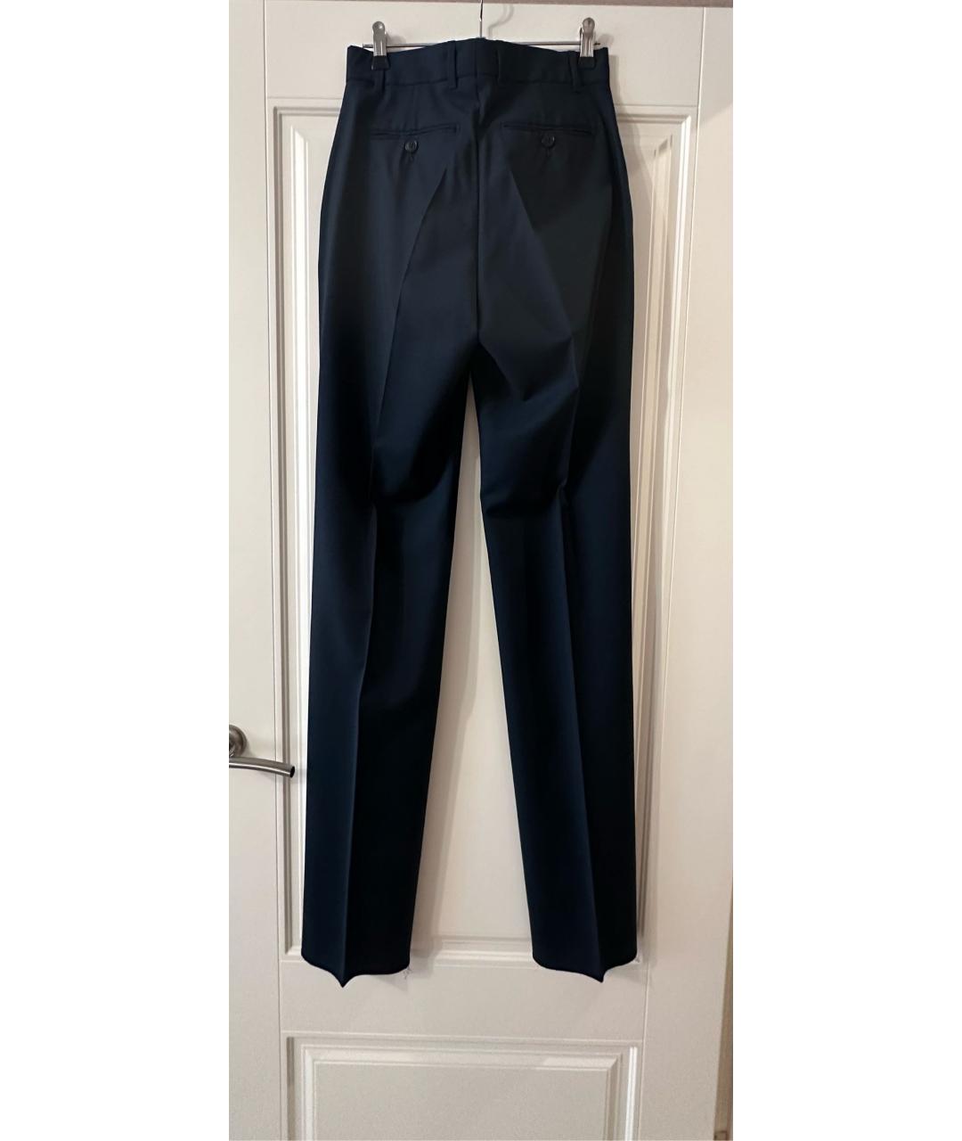 GUCCI Темно-синие шерстяные прямые брюки, фото 2